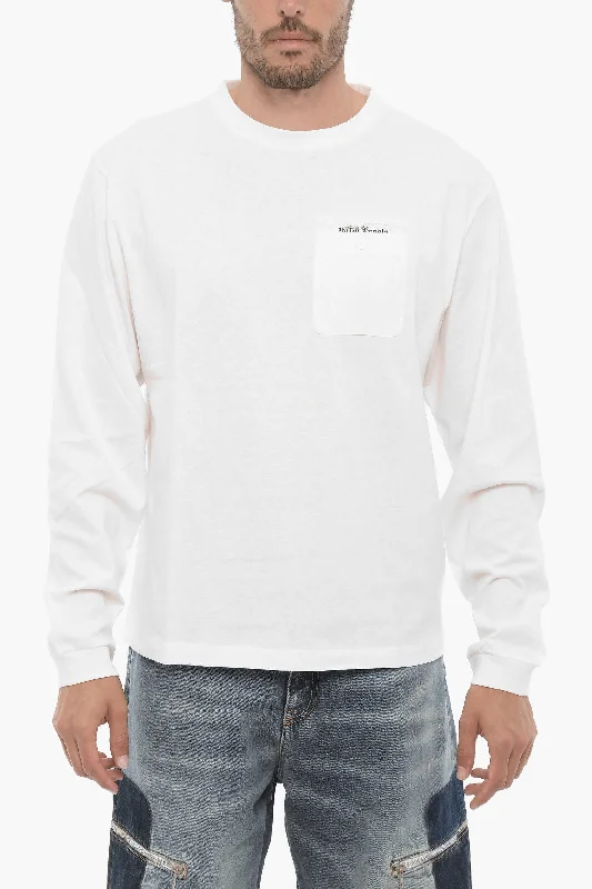 Instant Discount Palm Angels Long Sleeves Crew-neck T-shirt with Breast Pocket