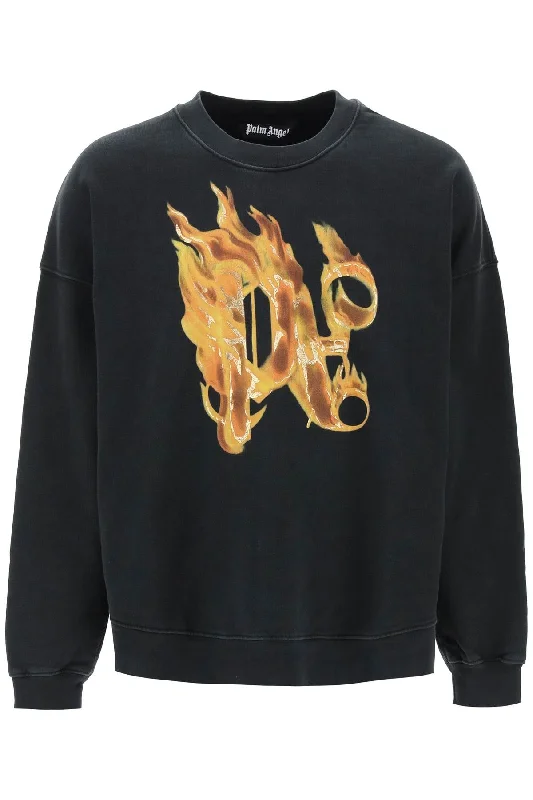 Weekend Discounts to Savor Palm Angels Men's "Burning Monogram Crewneck