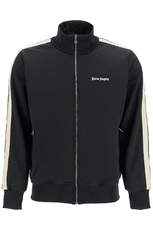 Deep Discounts Palm Angels Men's Contrast Band Track Jacket With Nine Words