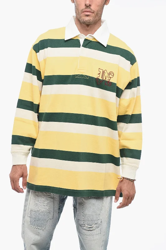 Referral Discount Palm Angels Stripped Oversized Polo with Embroidered Monogram