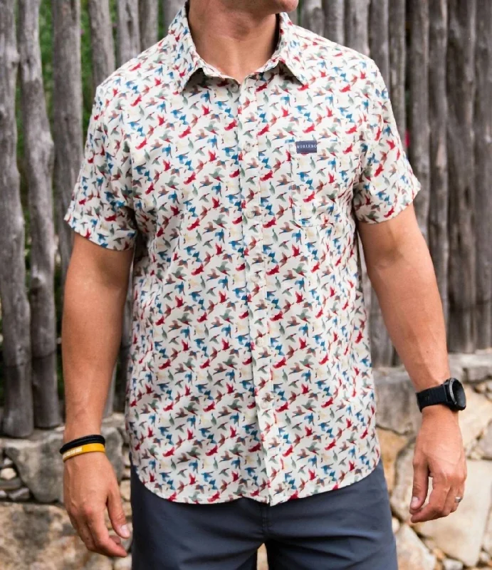 Weekend Discounts to Grab Performance Button Up - All Over Duck In Beige/multicolor