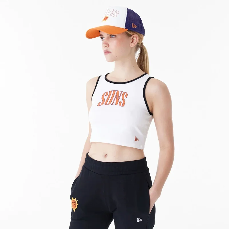 Closeout Phoenix Suns Womens NBA Team Wordmark White Crop Tank Top