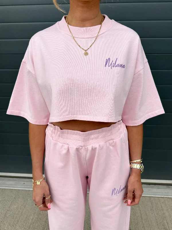 Limited Edition Pink Essential Cropped Heavyweight T-shirt.