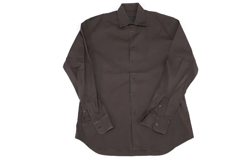 The Best Prices Prada Button Down Shirt in Brown Cotton