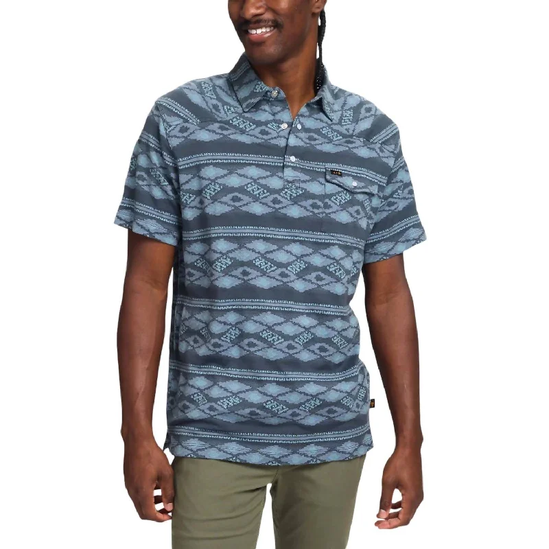 Stock Clearance Ranchero Jacquard Polo In Zango Jacquard: Blue Shimmer