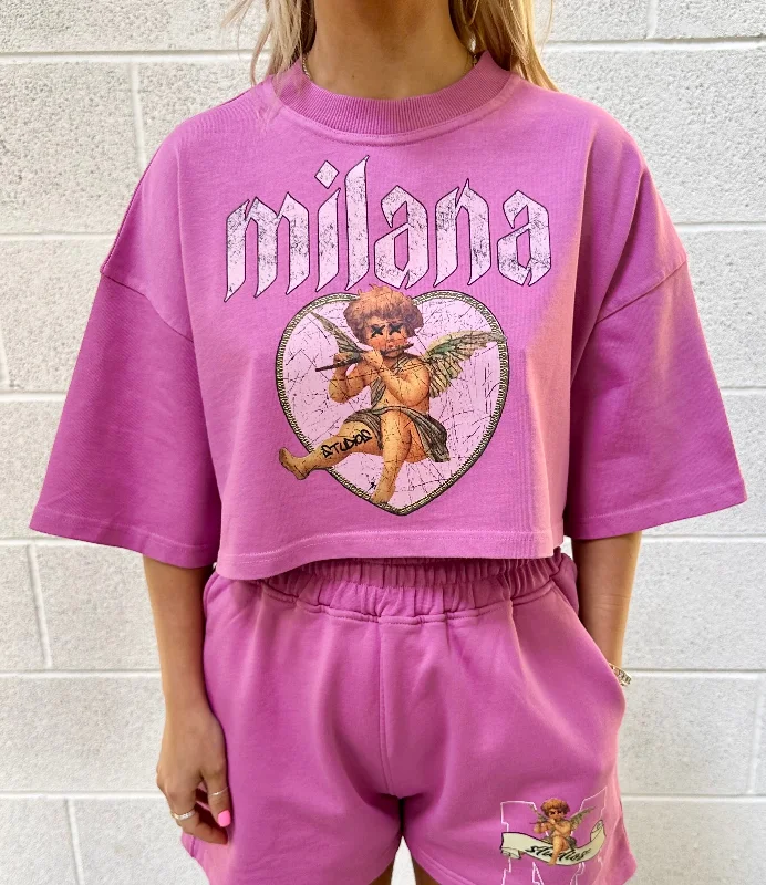 Best Bargains Raspberry Cherub Cropped Heavyweight T-shirt.