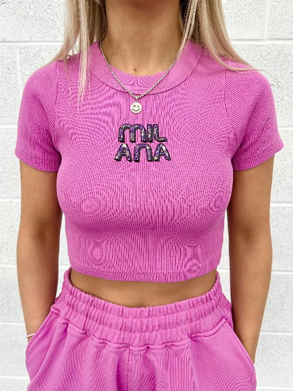 Massive Savings Raspberry Embellished Baby Tee.