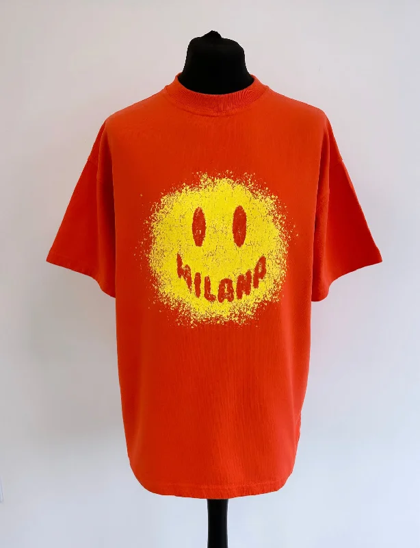 Final Markdown Red Heavyweight Splatter Smiley T-shirt.