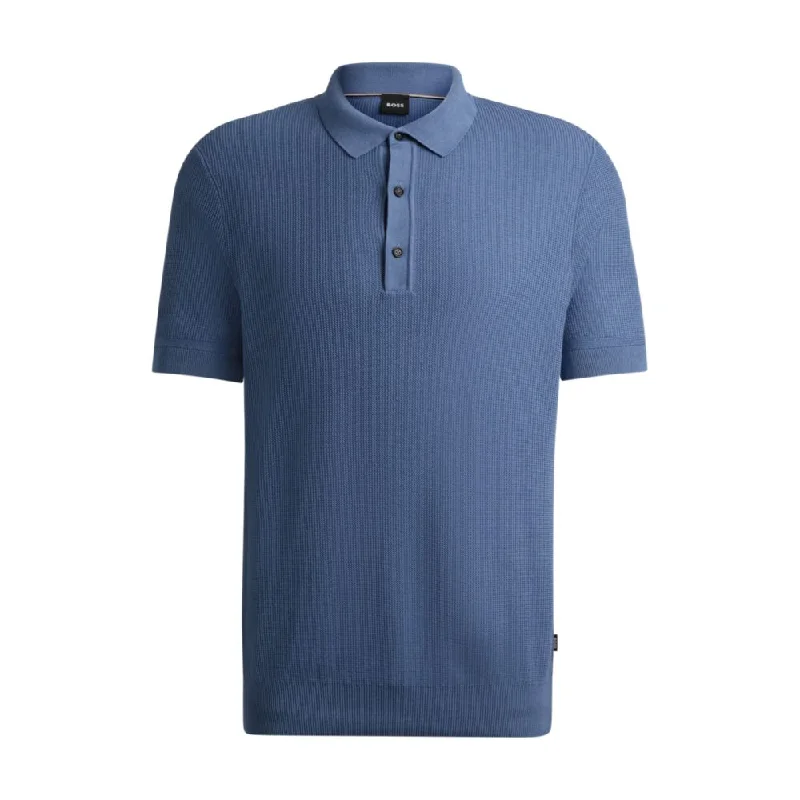 Midnight Madness Regular-fit knit polo with mixed structures