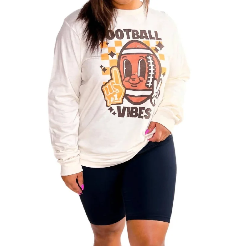 Weekend Specials to Indulge In Retro Football Vibes Graphic Tees In Cream