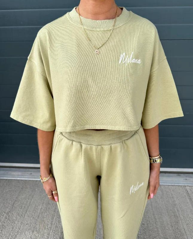 Exclusive Access Sage Essential Cropped Heavyweight T-shirt.