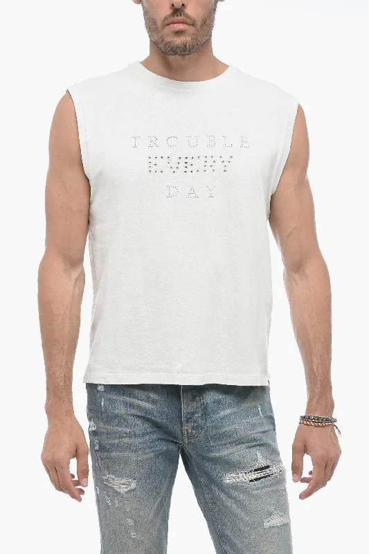 Discount Days Saint Laurent Solid Color Tank Top with Perforated Detail