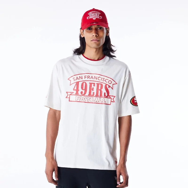 Weekend Offers That Sizzle San Francisco 49ers NFL Graphic Open White Oversized T-Shirt