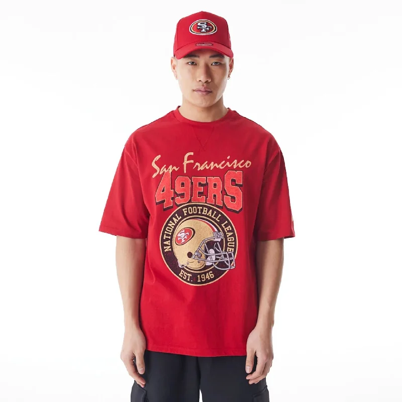 Weekend Special San Francisco 49ers NFL Helmet Graphic Red Oversized T-Shirt