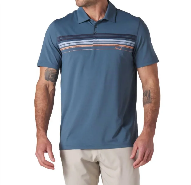 Price Cut Script Performance Polo In Mineral Blue