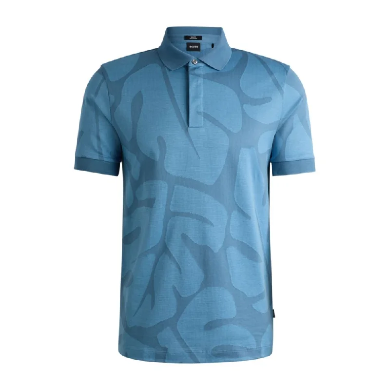 Steals and Deals Slim-fit polo shirt in monstera-leaf cotton