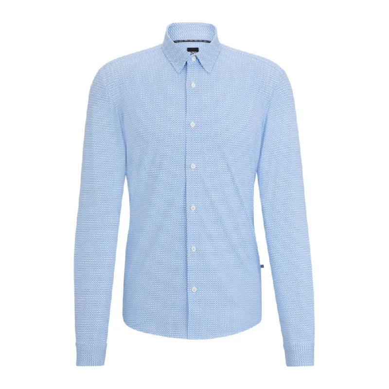 New Markdowns Slim-fit shirt in geometric-printed performance-stretch material