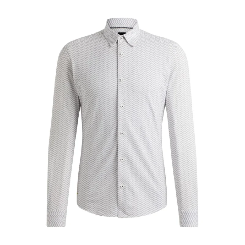 Best Seller Slim-fit shirt in patterned performance-stretch fabric