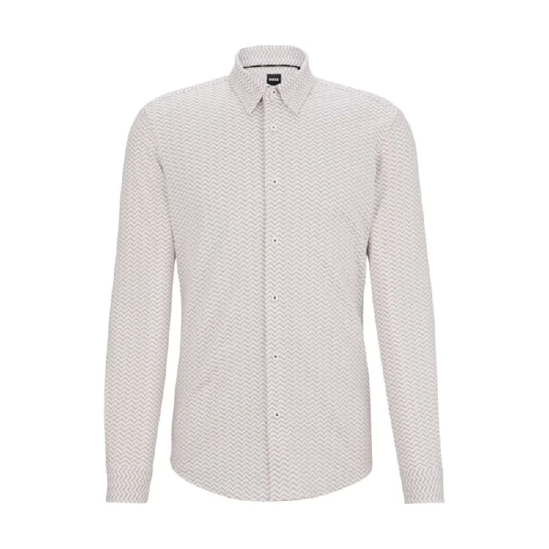 Final Clearance Slim-fit shirt in patterned performance-stretch fabric
