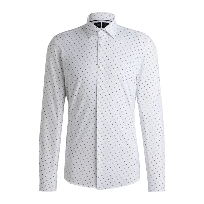 Online Specials Slim-fit shirt in printed performance-stretch fabric