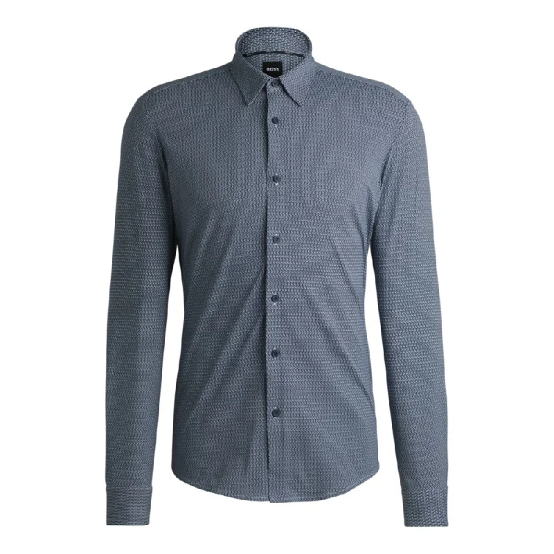 Discount Days Slim-fit shirt in printed performance-stretch fabric