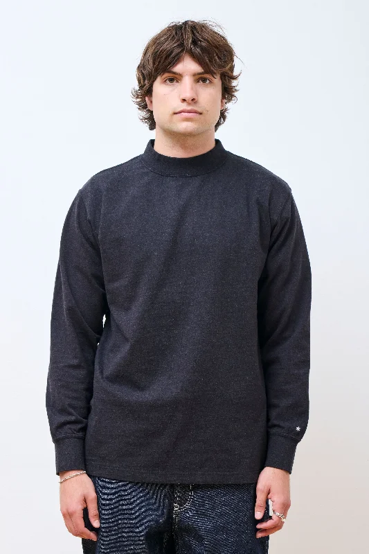 Customer Appreciation Sale Recycled Cotton Heavy Mockneck LS T shirt Black