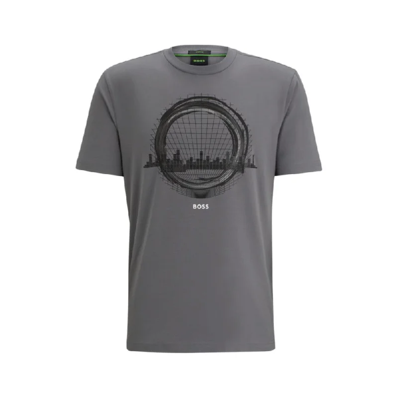 Price Cut Stretch-cotton regular-fit T-shirt with seasonal artwork