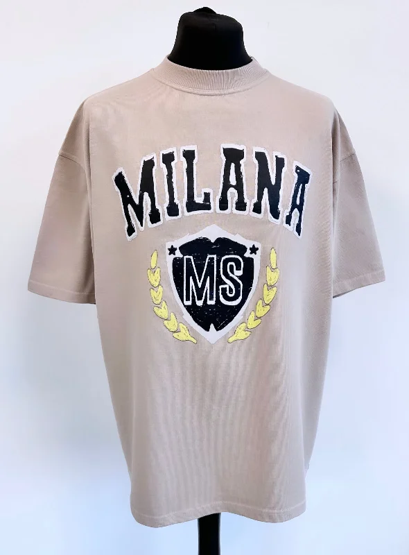 Weekend Savings Bonanza Taupe Heavyweight Crest T-shirt.
