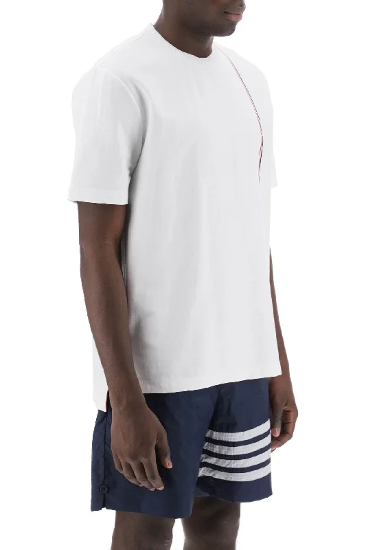 Savings Alert Thom Browne Crewneck T-Shirt With Tricolor Intarsia