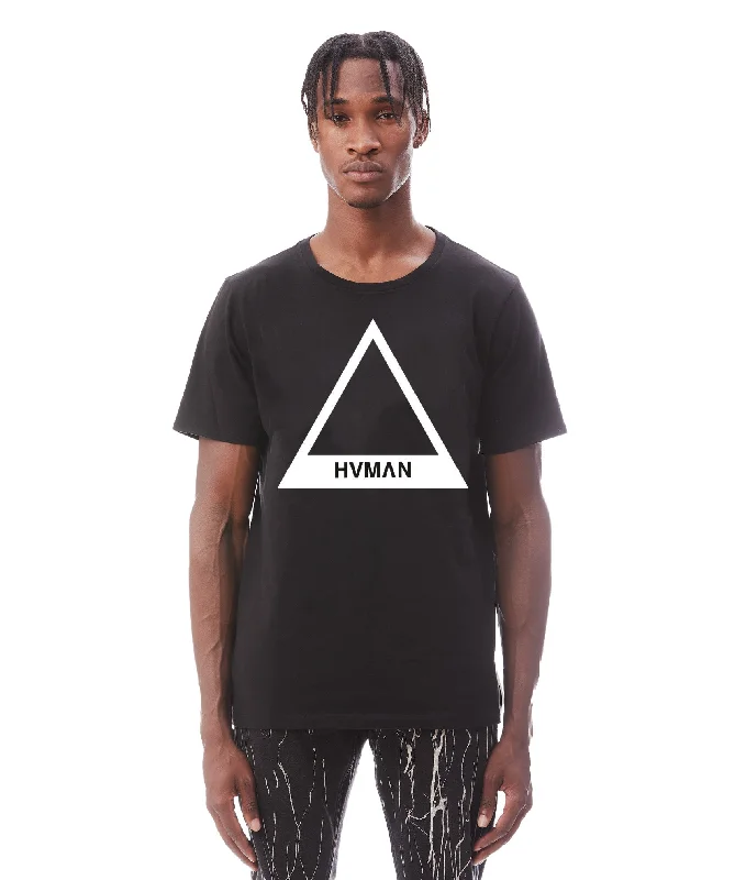 Weekend Deals That Amaze Triangle Basic Logo Crew Neck Tee In Black