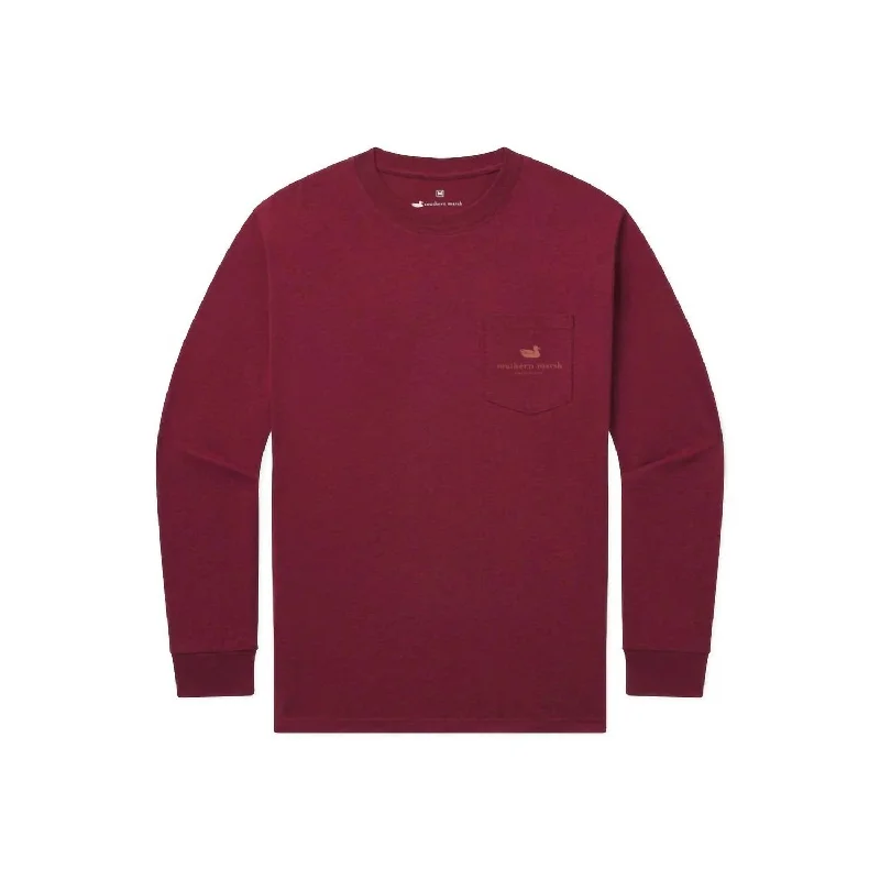 Weekend Specials to Love Unisex Cowboy Badge Long Sleeve Tee In Washed Sangria