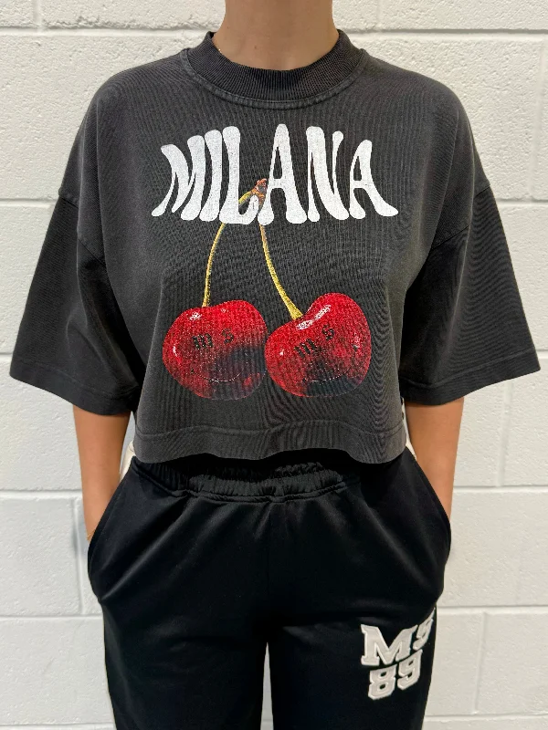 Price Meltdown Washed Black Cherry Cropped Heavyweight T-shirt.
