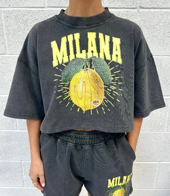 Price Fest Washed Black Lemon Cropped Heavyweight T-shirt.