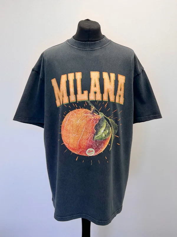 Price Rollback Washed Black Orange Heavyweight T-shirt.