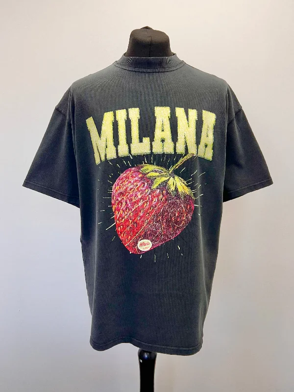 Savings Galore Washed Black Strawberry Heavyweight T-shirt.