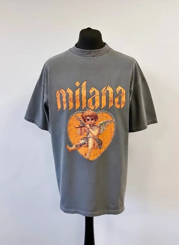 Low Prices Washed Charcoal Heavyweight Cherub T-shirt.