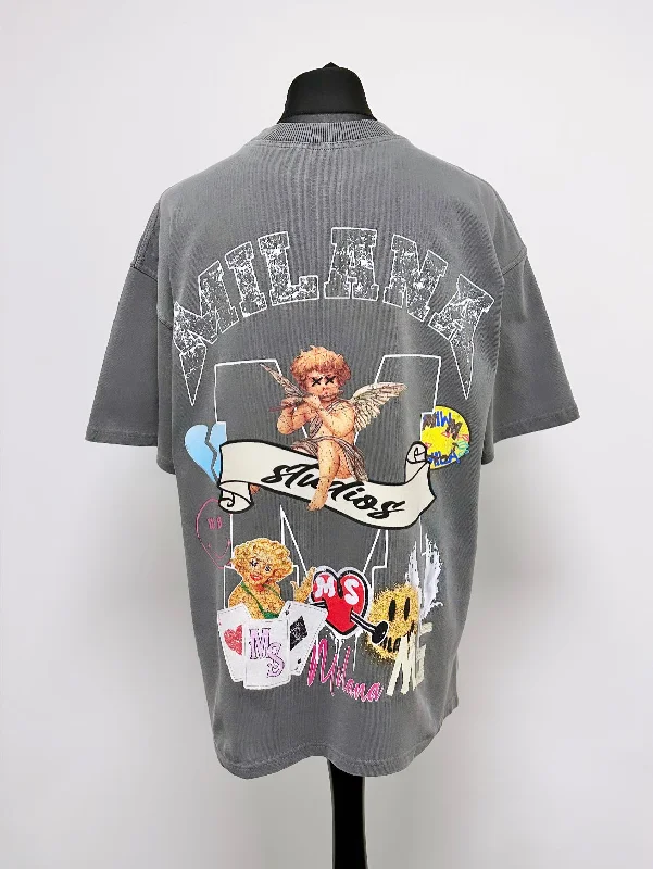 Overstock Sale Washed Charcoal Heavyweight Graphic T-shirt.