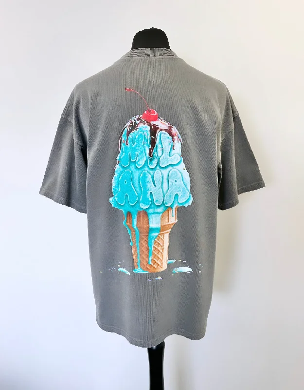 Big Savings Washed Charcoal Heavyweight Ice Cream T-shirt.
