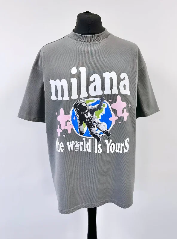 Now or Never Washed Charcoal Space Heavyweight T-shirt.