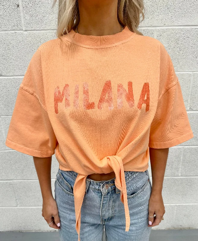 Fantastic Offers Washed Orange Tie Cropped Heavyweight T-shirts.