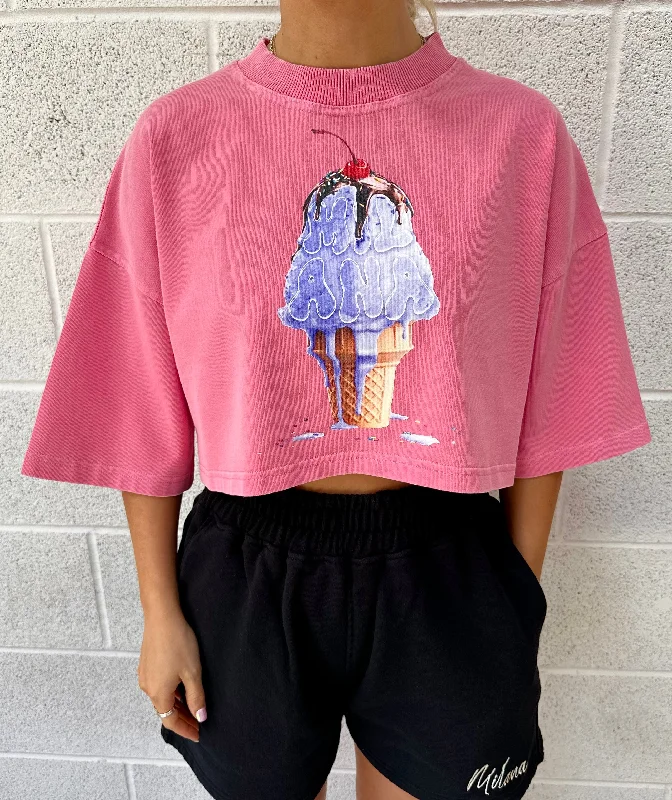 Big Discounts Washed Pink Ice Cream Cropped Heavyweight T-shirt.