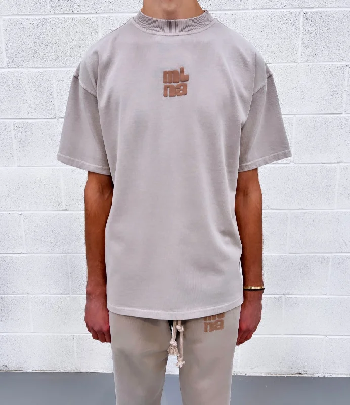 Super Sale Washed Taupe Bubble Heavyweight T-shirt.