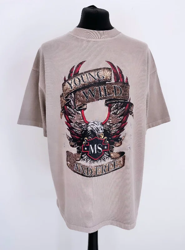 Weekend Deals That Dazzle Washed Taupe Heavyweight Eagle T-shirt.