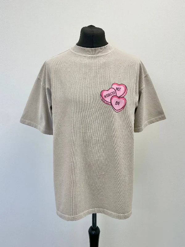 Special Buy Washed Taupe Heavyweight Hearts T-shirt.