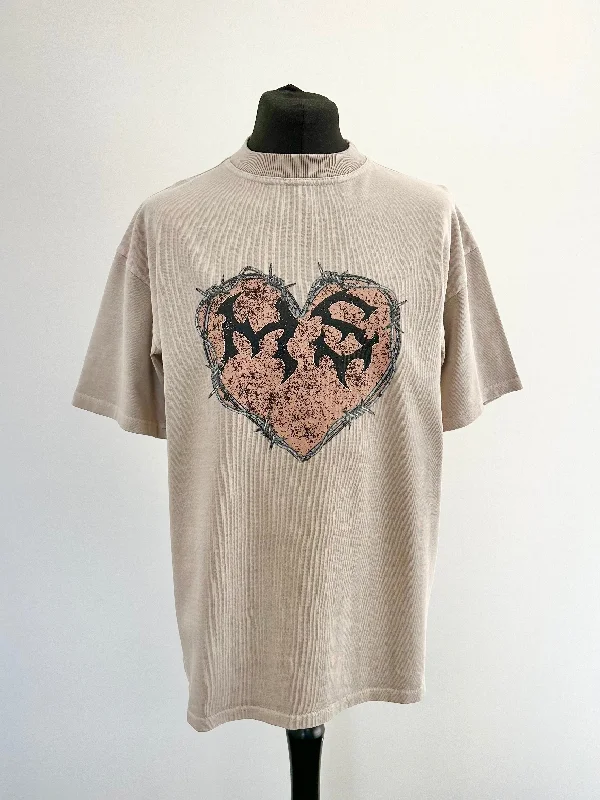 Instant Deal Washed Taupe MS Heart Heavyweight T-shirt.