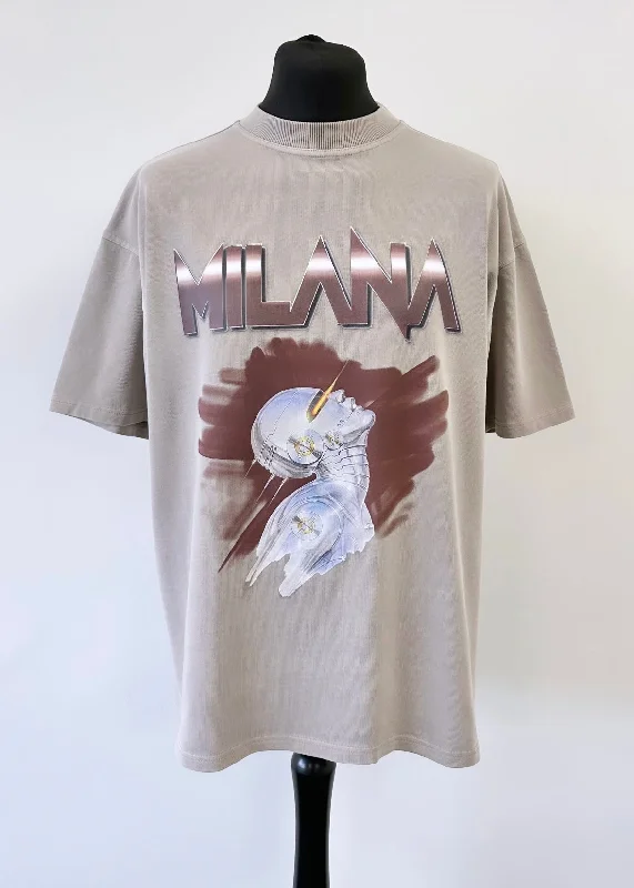 Weekend Steals Await Washed Taupe Graphic Heavyweight T-shirt.