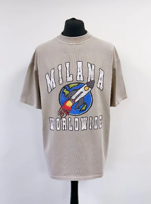 Year-End Sale Washed Taupe Worldwide Heavyweight T-shirt.