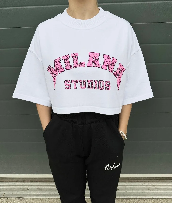 Low Prices White Arch Cropped Heavyweight T-shirt.