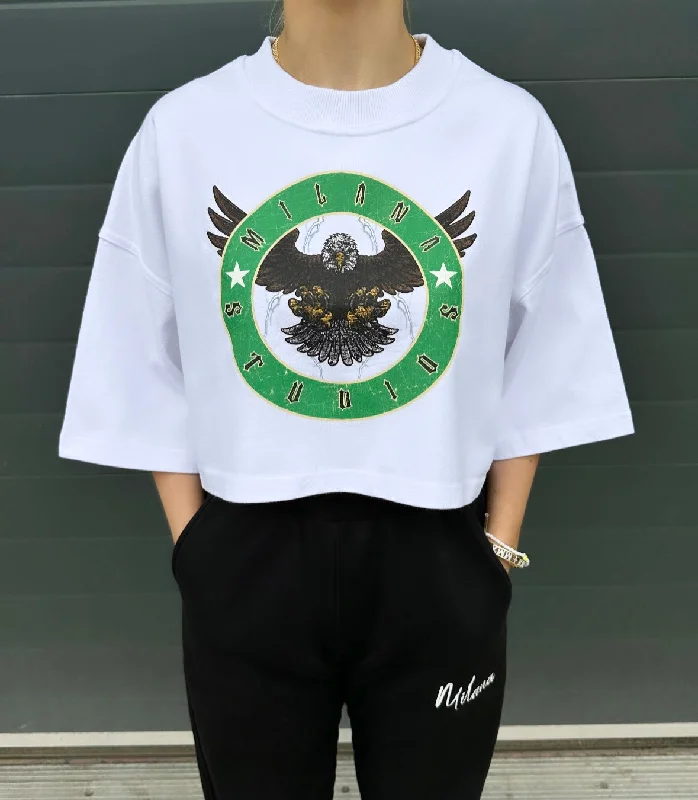 Epic Deals White Eagle Cropped Heavyweight T-shirt.
