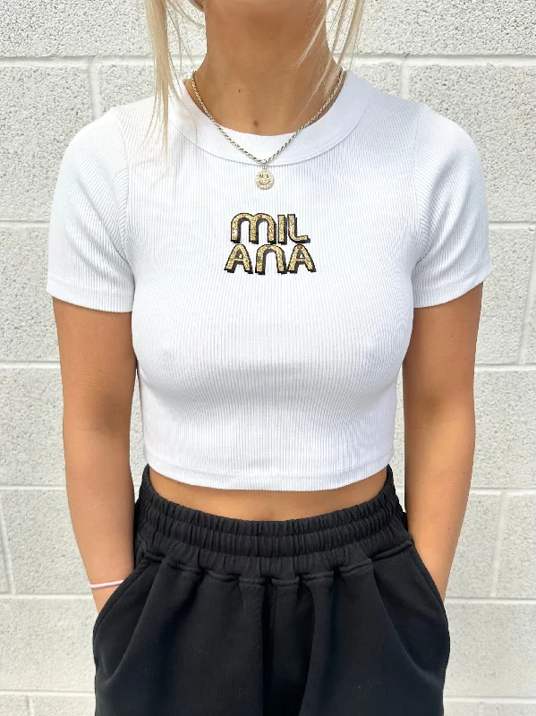Fantastic Savings White Embellished Baby Tee.